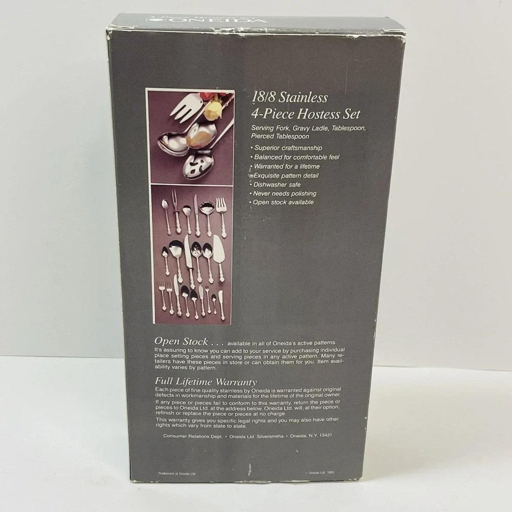 Oneida Morning Blossom 4 Piece‎ Hostess Set Serving Fork Ladle Tablespoon NEW